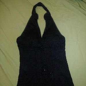 [XOXO] Lace Black Halter Top